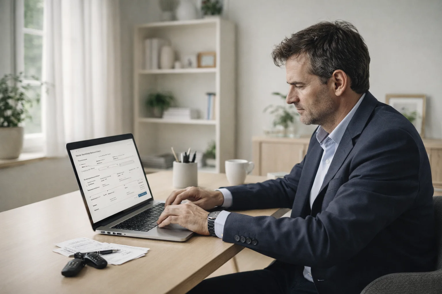 Professionnel simulant ses frais kilométriques 2026 sur un ordinateur portable